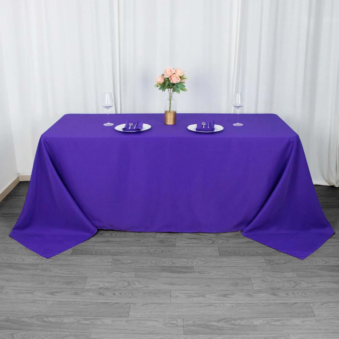 Premium Polyester 90"x132" Rectangle Tablecloth Purple - Seamless 220GSM Stain-Resistant Table Cover
