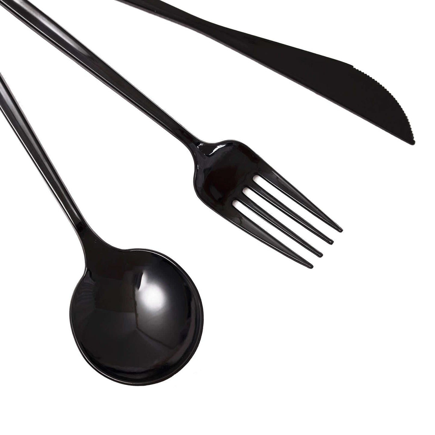 24-Pack Plastic Flatware Set with Sleek Modern Design Black - Premium Disposable Silverware 8"