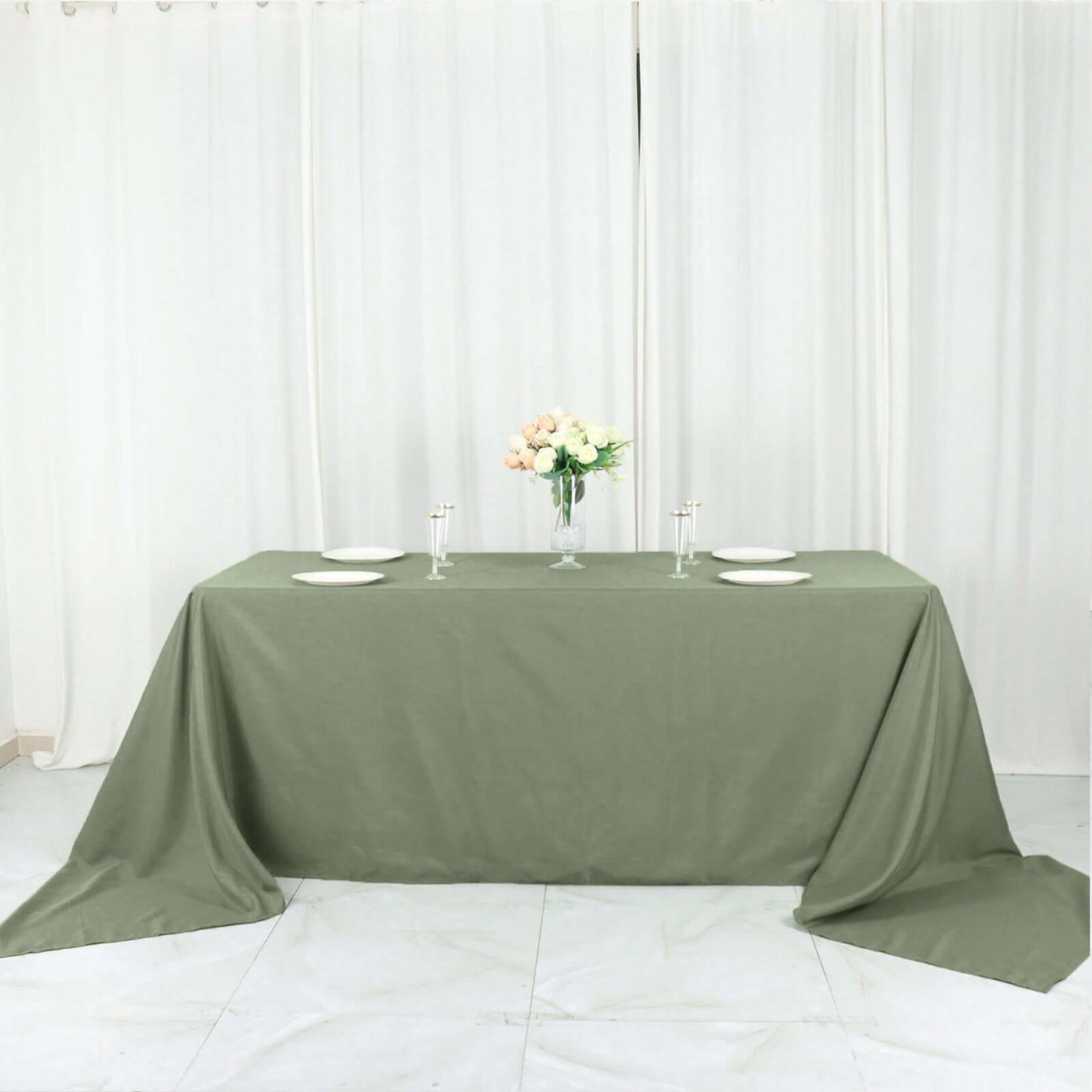 Polyester 90"x156" Rectangle Tablecloth Dusty Sage Green - Seamless Wrinkle-Resistant Table Cover