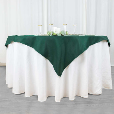 Premium Polyester 54"x54" Table Overlay Square Tablecloth Hunter Emerald Green - 220GSM Stain and Wrinkle-Resistant Table Topper