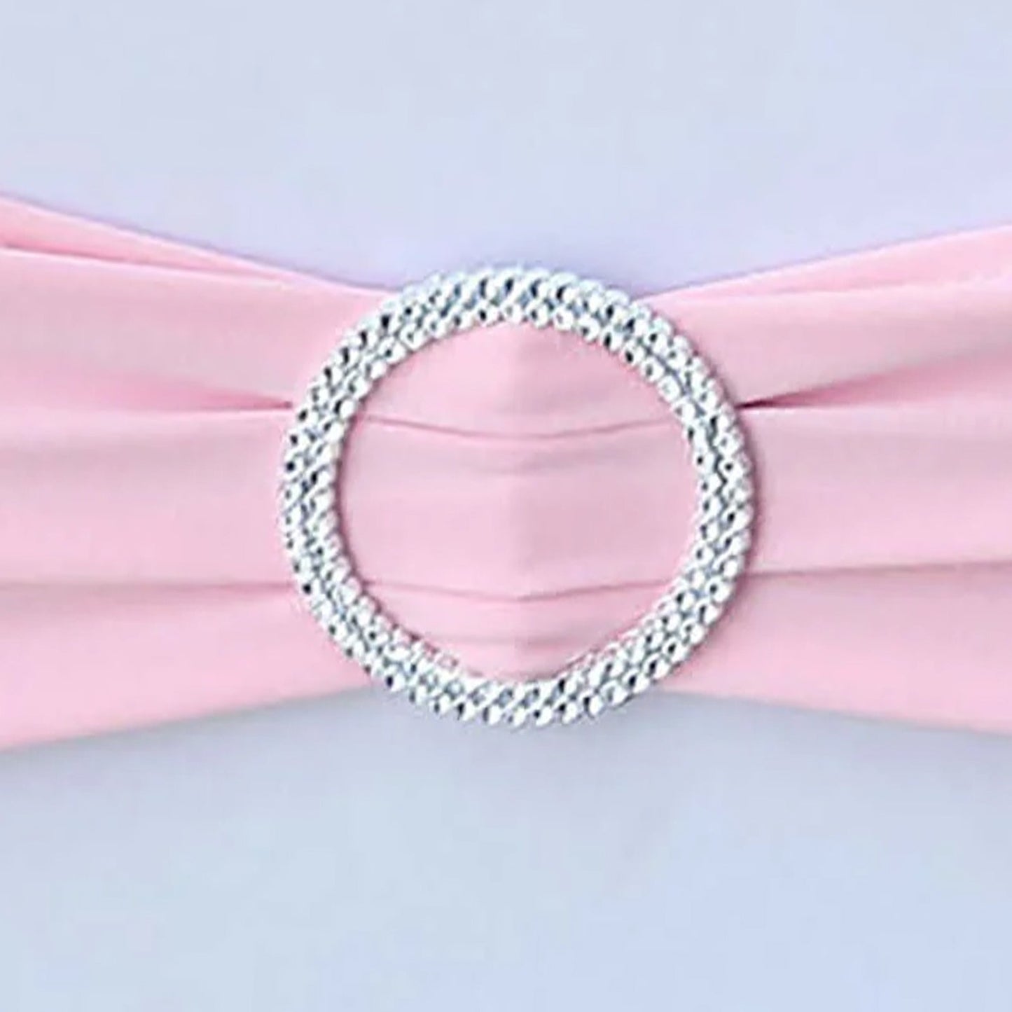 5 Pack Stretch Spandex Chair Sashes Pink - Reusable Chair Bands with Silver Diamond Ring Slide Buckle 5"x14"