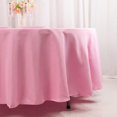 Premium Polyester 108’’ Round Tablecloth Pink - Wrinkle-Resistant 220GSM Table Cover - Tablecloths