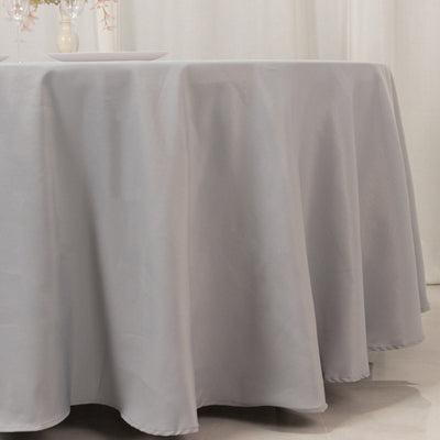 Premium Polyester 108’’ Round Tablecloth Silver - Wrinkle-Resistant 220GSM Table Cover - Tablecloths