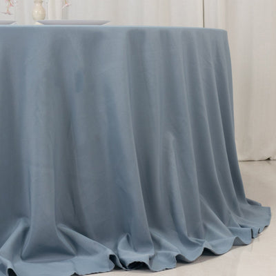 Premium Polyester 132’’ Round Tablecloth Dusty Blue - Seamless 220GSM Wrinkle-Resistant Table Cover - Tablecloths