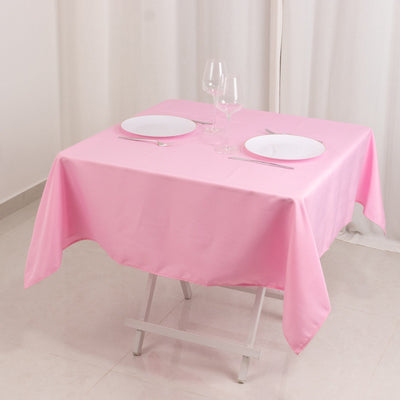 Premium Polyester 54’’x54’’ Square Tablecloth Pink - Stain and Wrinkle-Resistant 220GSM Table Cover - Tablecloths