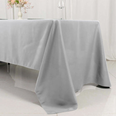 Premium Polyester 60’’x126’’ Rectangle Tablecloth Silver - Stain-Resistant 220GSM Finish Table Cover - Tablecloths