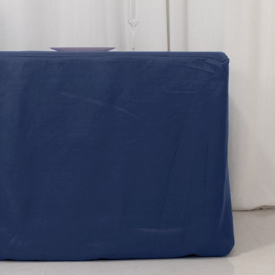 Premium Polyester 8ft Rectangle Tablecloth Navy Blue Durable Fitted 220GSM Table Cover - Tablecloths
