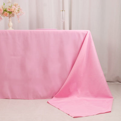 Premium Polyester 90’’x156’’ Rectangle Tablecloth Pink - Seamless 220GSM Stain-Resistant Table Cover - Tablecloths