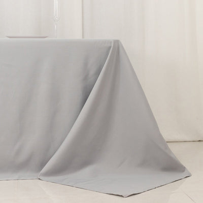 Premium Polyester 90’’x156’’ Rectangle Tablecloth Silver - Seamless 220GSM Stain-Resistant Table Cover - Tablecloths