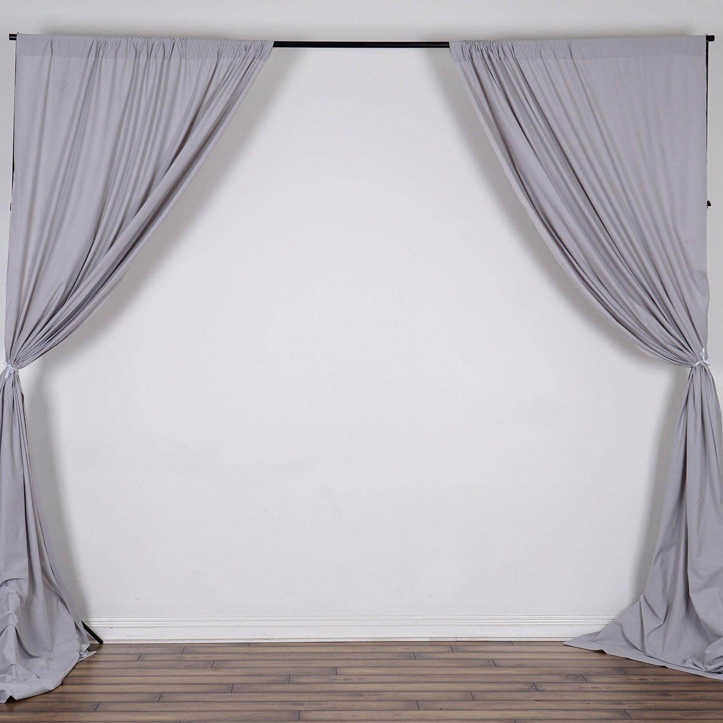 2 Pack Silver Scuba Polyester Event Curtain Drapes, Durable Flame Resistant Backdrop Event Panels Wrinkle Free with Rod Pockets - 10ftx10ft