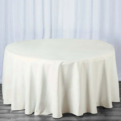 Premium Polyester 120" Round Tablecloth Ivory - Seamless 220GSM Wrinkle-Resistant Design Table Cover