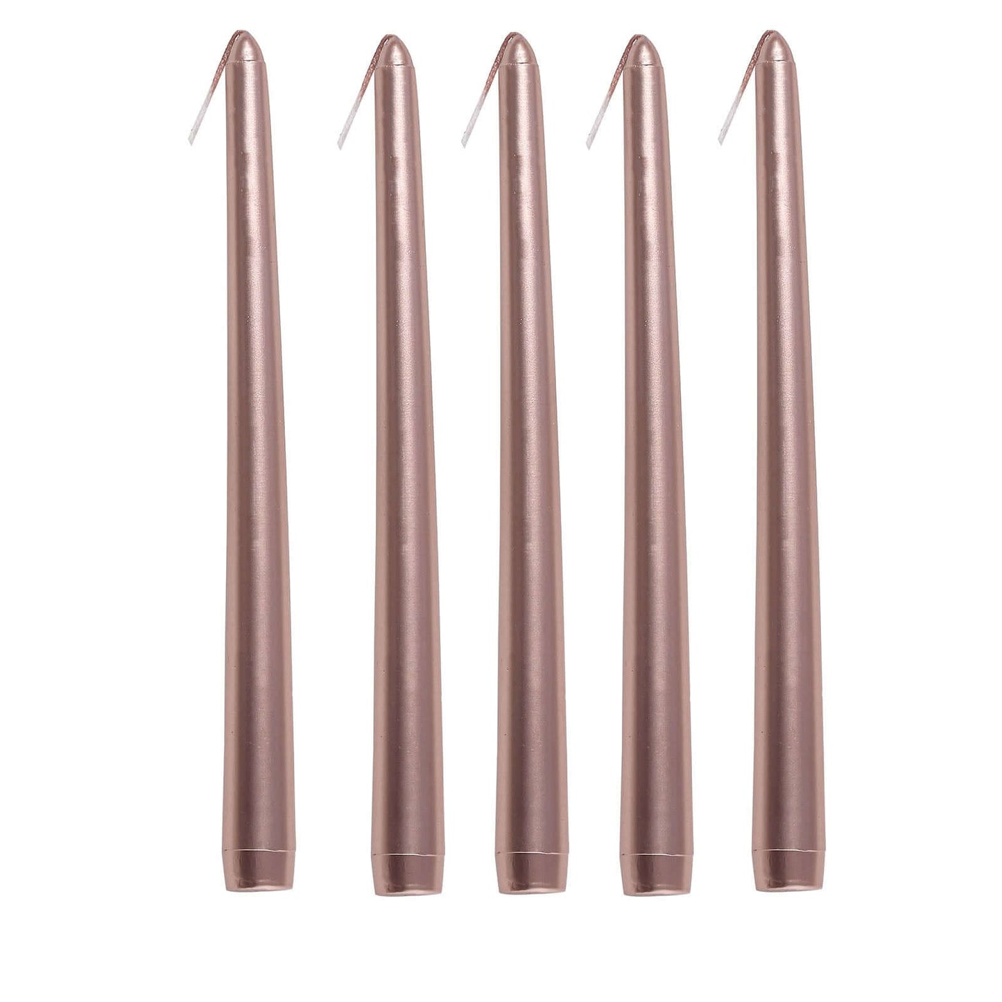 12-Pack Taper Candles Premium Wax Design Metallic Rose Gold - Unscented Candles for Upscale Settings 10"