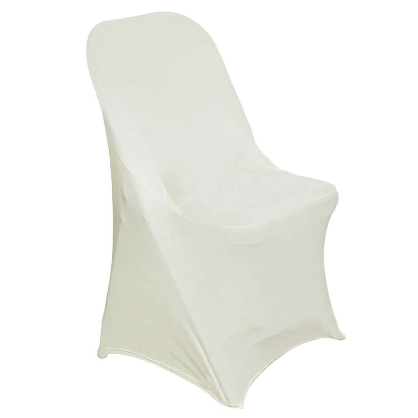 10 Pack Stretch Spandex Chair Covers Ivory for Folding Chairs - Durable 160GSM Fitted Slipcovers