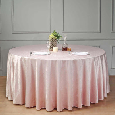 Premium Velvet 120" Round Tablecloth Blush - Reusable Soft & Seamless Table Cover