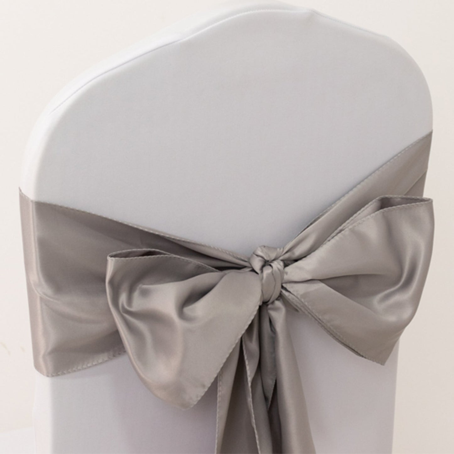 5 Pack Lamour Satin 6"x106" Chair Sashes Silver - Stylish Reusable Decorative Bows