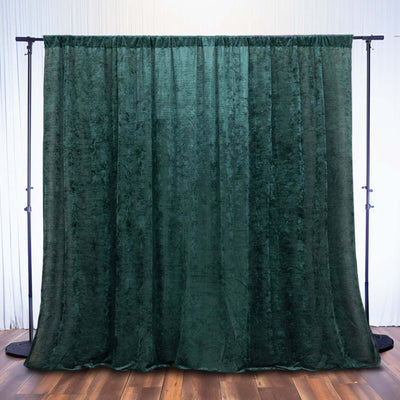 Hunter Emerald Green Crushed Velvet Backdrop Curtain – 8ft x 8ft Event Drape with Rod Pocket, Privacy Panel for Photo Booths & Events