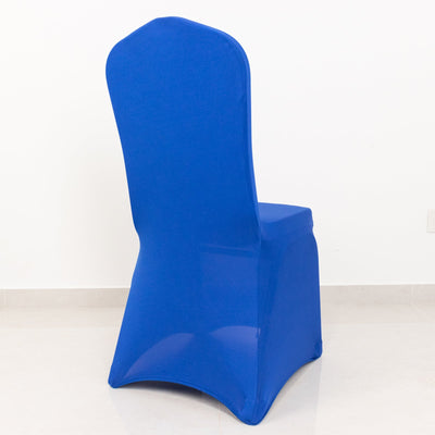 Premium Spandex Chair Cover with Foot Pockets for Banquet Chairs Royal Blue - Stretch 220GSM Fitted Slipcover - Chair