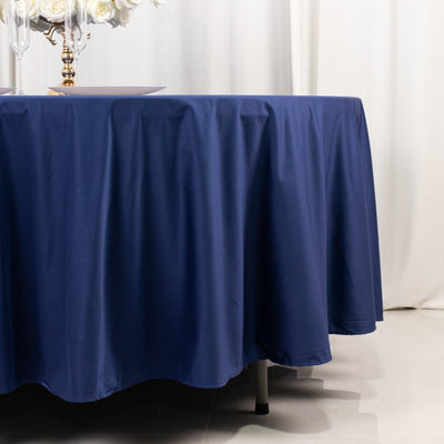 Scuba Round 108" Tablecloth Navy Blue - Wrinkle Free & Stain Resistant Table Cover