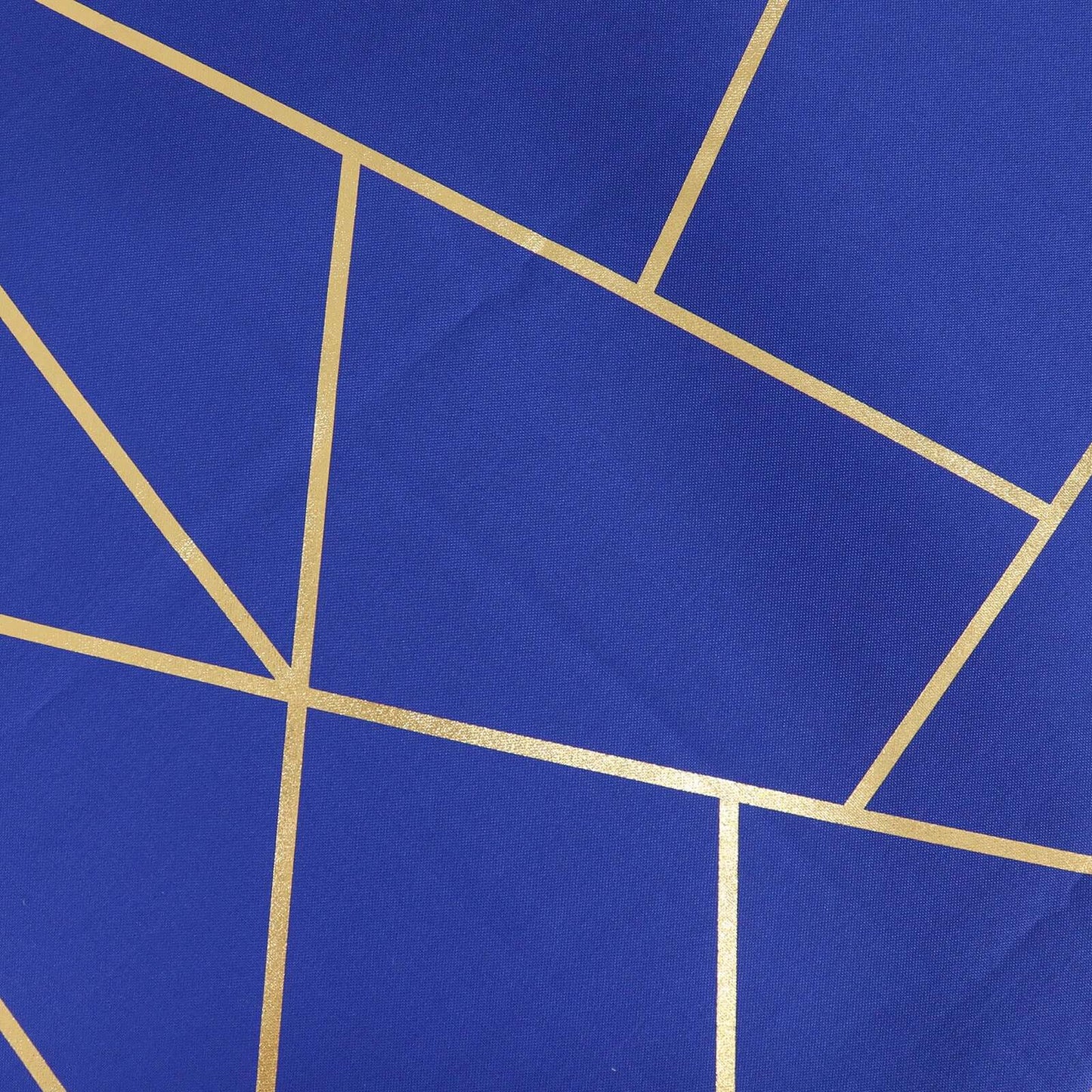 Polyester 90"x132" Rectangle Tablecloth Royal Blue with Gold Foil Geometric Pattern - Wrinkle-Resistant Seamless Table Cover