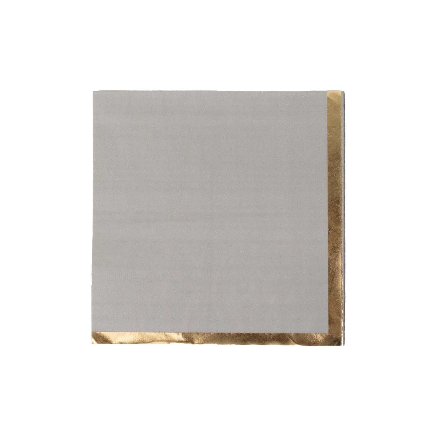 50-Pack Paper Beverage Napkins Gray with Gold Foil Edge - 2 Ply Disposable Soft 18GSM Cocktail Napkins 5"x5"