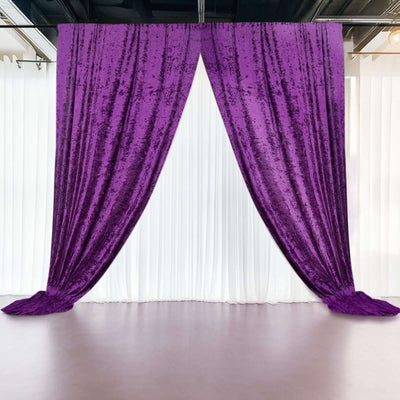 Purple Crushed Velvet Backdrop Curtain – 5ft x 12ft Event Drape with Rod Pocket Privacy Panel for Photo Booths &