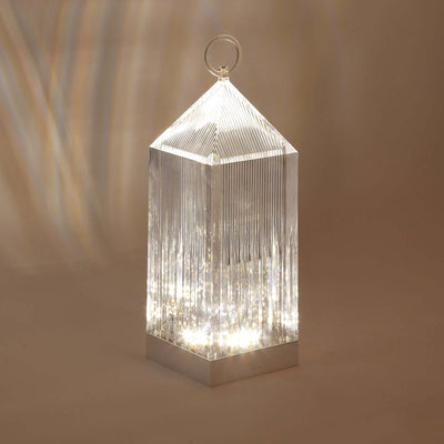 Acrylic LED Lantern Lamp Retro Lighthouse Design Rechargeable - Touch Control Crystal Decorative Night Light 11"