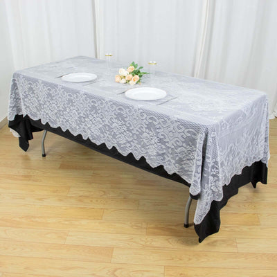 Lace 60"x108" Rectangular Oblong Tablecloth White - Premium Finish for Versatile Table Settings
