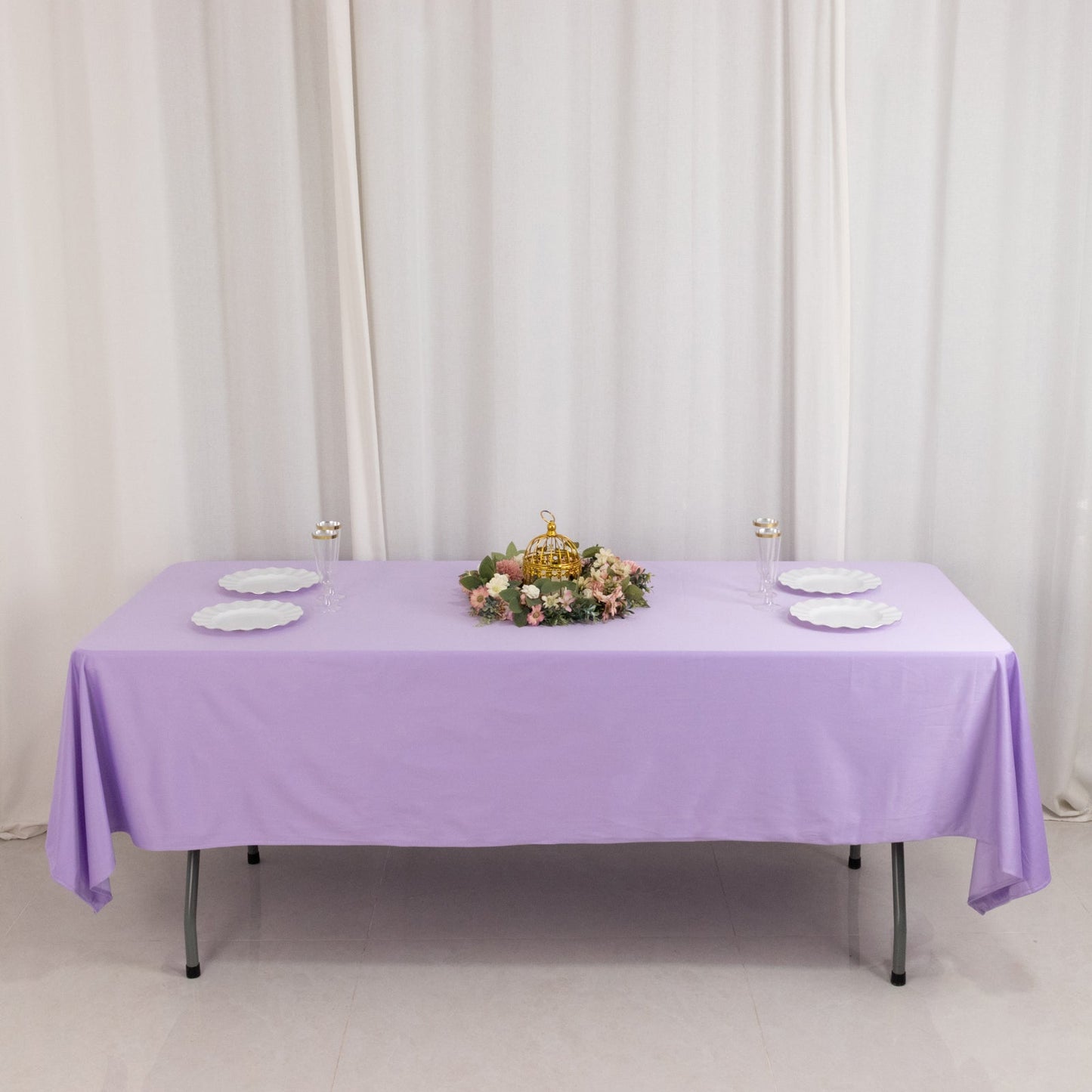 Scuba Rectangular 60"x102" Tablecloth Lavender Lilac - Wrinkle Free & Stain Resistant Table Cover