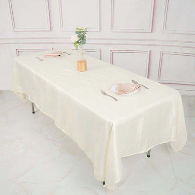 Taffeta 60"x102" Rectangle Tablecloth Ivory - Accordion Crinkle Table Cover