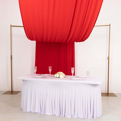 Red 4-Way Stretch Spandex Event Curtain Drapes Wrinkle Free Backdrop Event Panel with Rod Pockets - 5ftx18ft - Backdrops