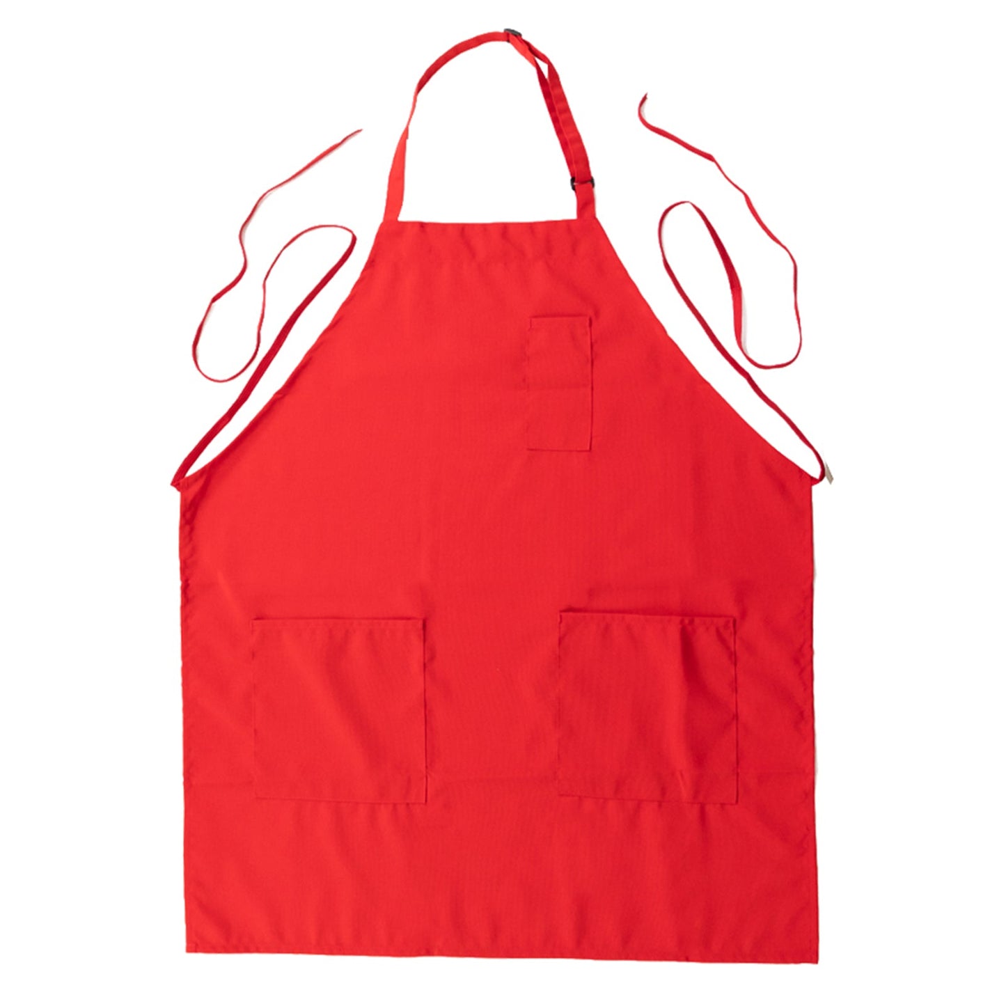 Red Premium Polyester Cooking Chef Apron with Adjustable Neck and Long Ties, Waterdrop Resistant 2 Pockets Unisex Kitchen Bib Apron