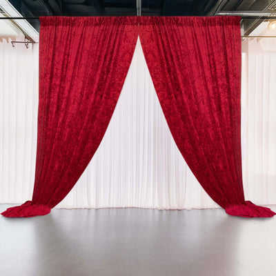 Red Crushed Velvet Backdrop Curtain – 5ft x 12ft Event Drape with Rod Pocket Privacy Panel for Photo Booths & Events