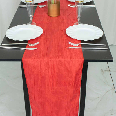 Taffeta 12"x108" Table Runner Red - Accordion Crinkle Design