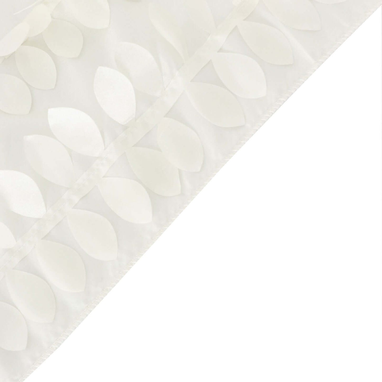 Taffeta 132" Round Tablecloth Ivory | 3D Leaf Petal Design Seamless Table Cover