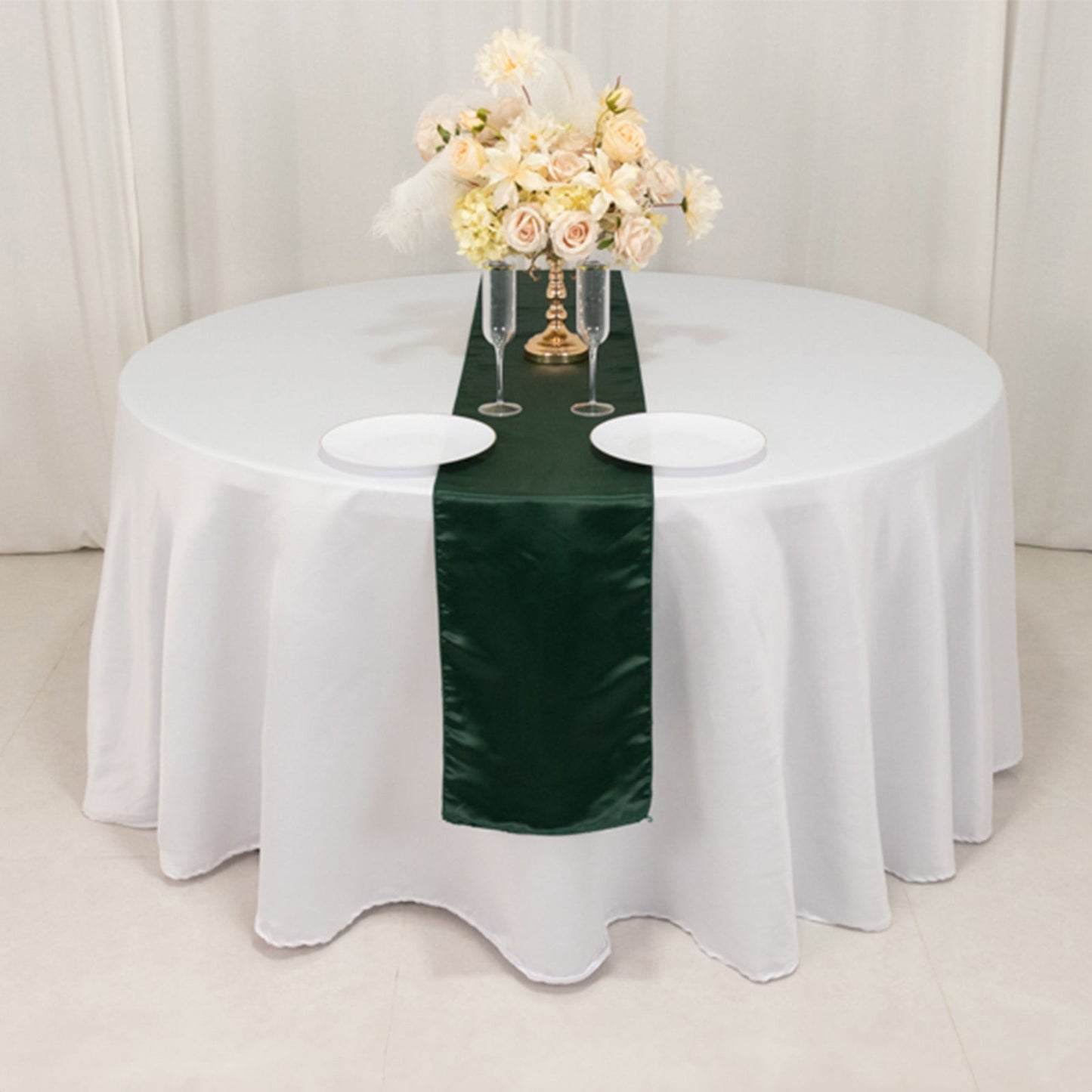 Lamour Satin 12"x108" Table Runner Hunter Emerald Green - Smooth & Lustrous Finish