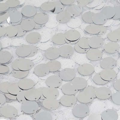 54"x4 Yards Silver Big Payette Sequin Fabric Roll, Mesh Sequin DIY Craft Fabric Bolt