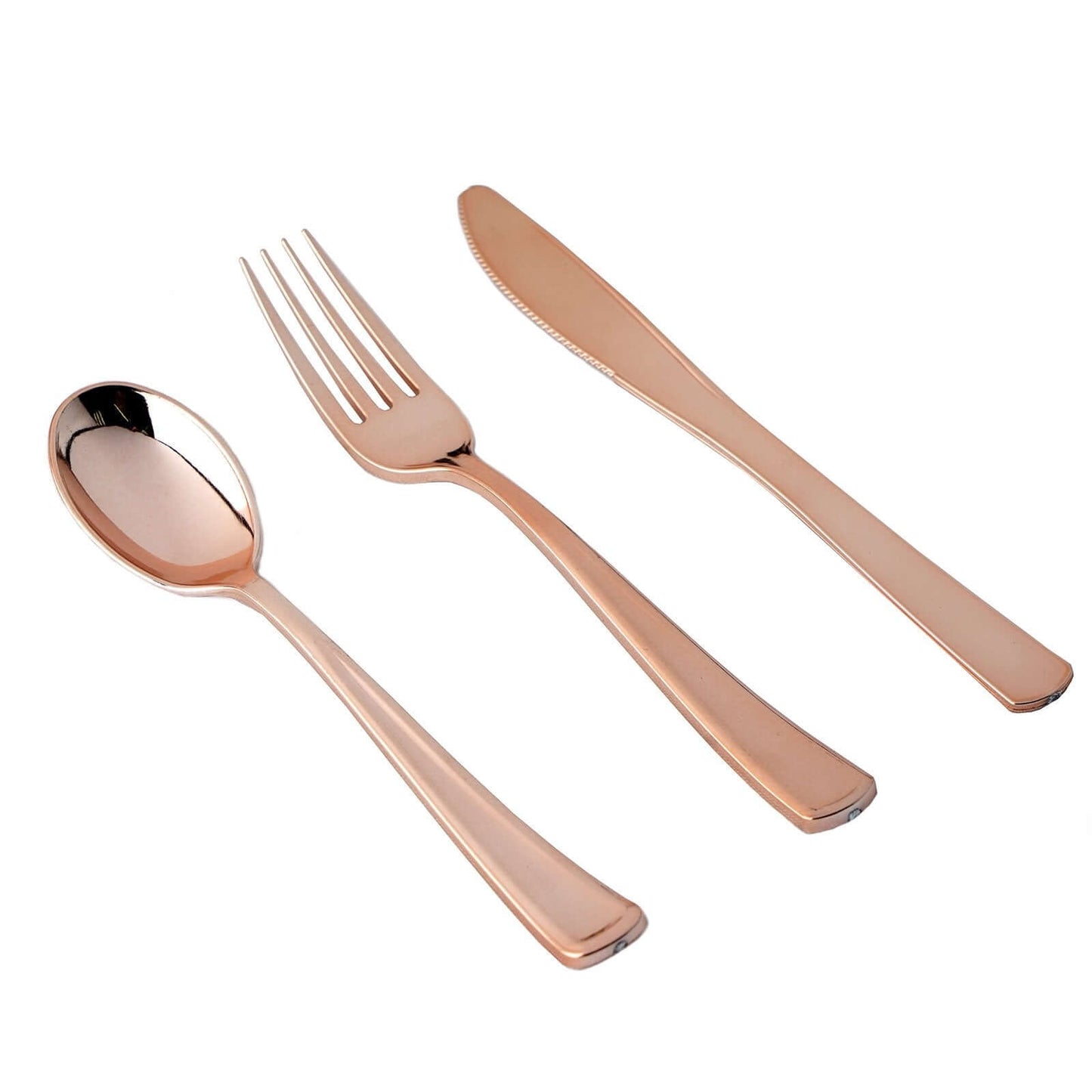 30-Pack Plastic Utensil Set Metallic Rose Gold Classic Heavy Duty - Durable Disposable Silverware Set 7", 8"