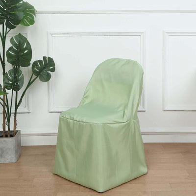 Polyester Slip On Folding Chair Covers Sage Green - Stain-Resistant Reusable Durable Fabric