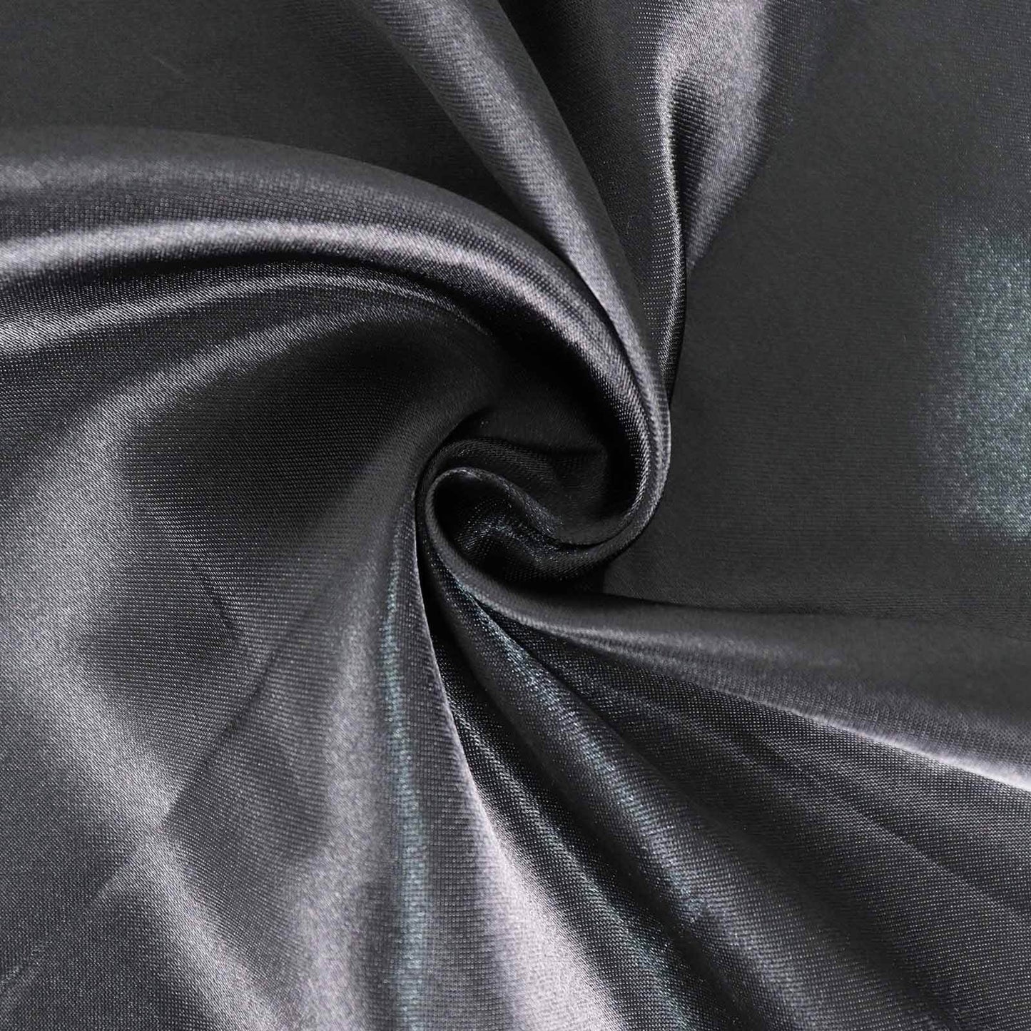 Satin 132" Round Tablecloth Black - Stylish Seamless Table Cover for Weddings & Events