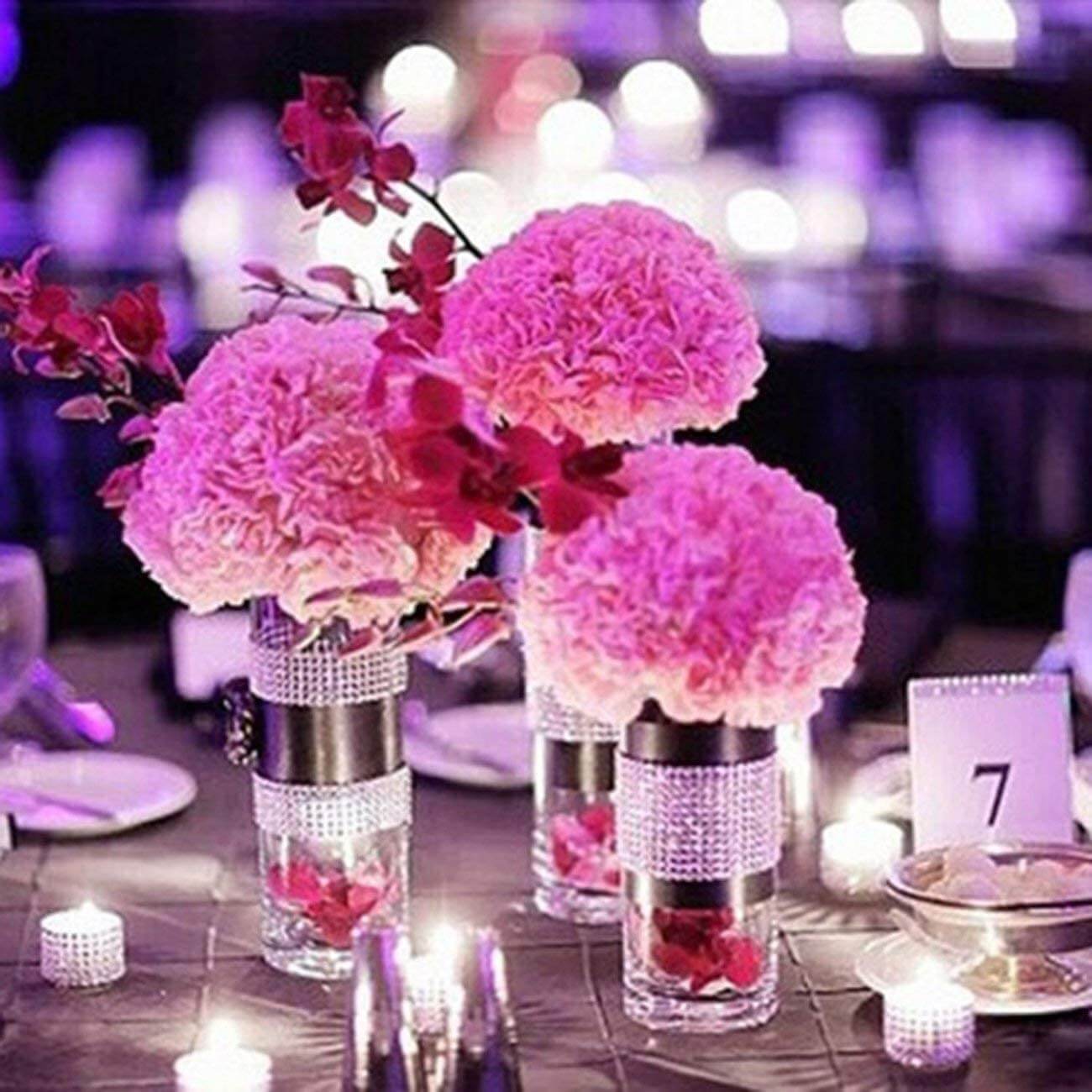 5"x10 Yards Shiny Gold Diamond Rhinestone Ribbon Wrap Roll, DIY Craft Decor