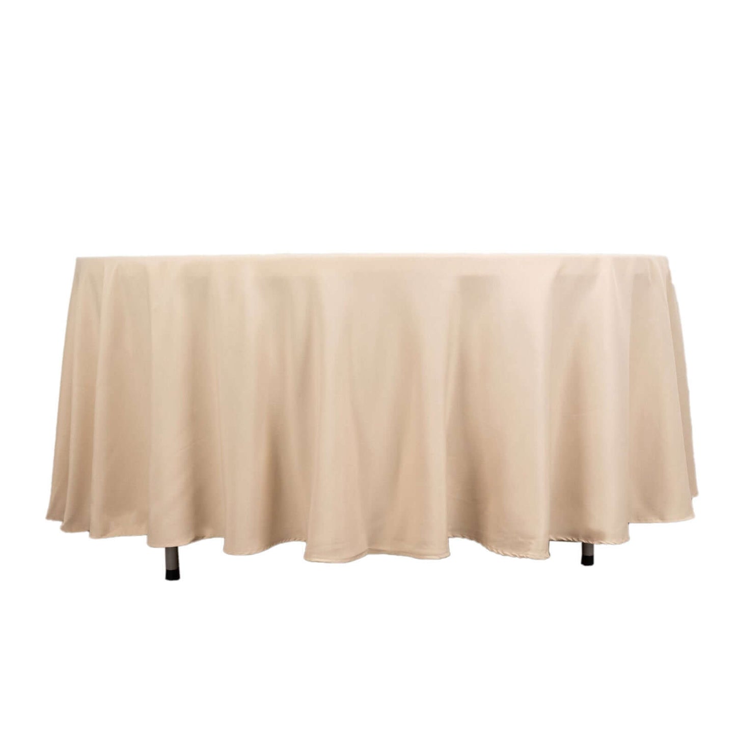 Premium Polyester 108" Round Tablecloth Beige - Wrinkle-Resistant 220GSM Table Cover