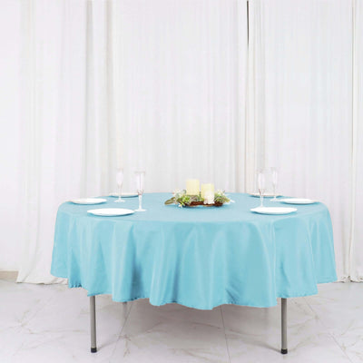 Polyester 90" Round Tablecloth Light Blue - Stain & Wrinkle-Resistant Table Cover