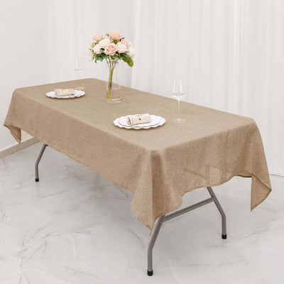 Faux Burlap Jute 54"x96" Rectangle Tablecloth Natural - Rustic Event Table Linen