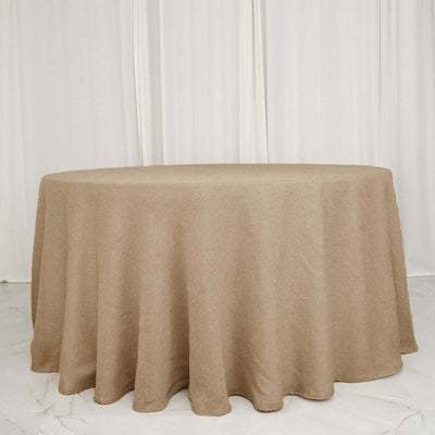 Faux Burlap Jute 108" Round Tablecloth Natural - Rustic Event Table Linen