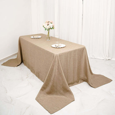 Faux Burlap Jute 90"x132" Rectangle Tablecloth Natural - Rustic Seamless Event Table Linen