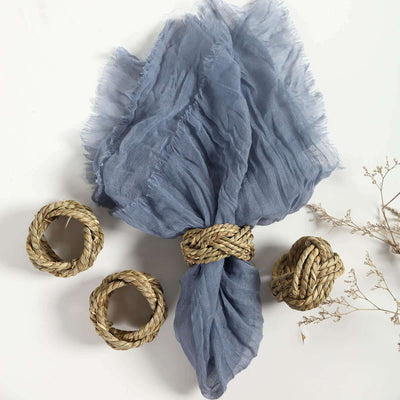 4 Pack Farmhouse Style Natural Burlap Napkin Rings, Handmade Braided Jute Napkin Holders