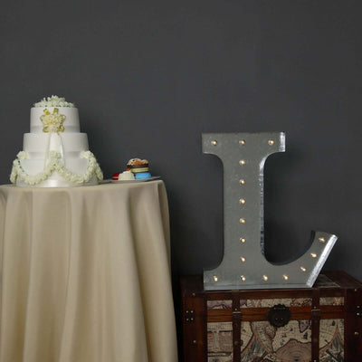 20" Vintage Galvanized Metal Marquee Letter Light Cordless With 16 Warm White LED - L