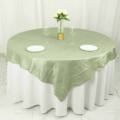 Taffeta 72"x72" Table Overlay Square Tablecloth Sage Green - Accordion Crinkle Table Cover