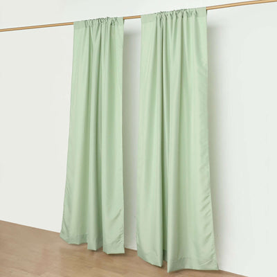 2 Pack Sage Green Polyester Event Curtain Drapes, 10ftx8ft Backdrop Event Panels With Rod Pockets 130 GSM