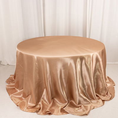 Satin 132’’ Round Tablecloth Nude - Stylish Seamless Table Cover - Tablecloths